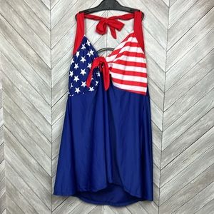 USA American Flag Swim suit Dress Top sz 5x
